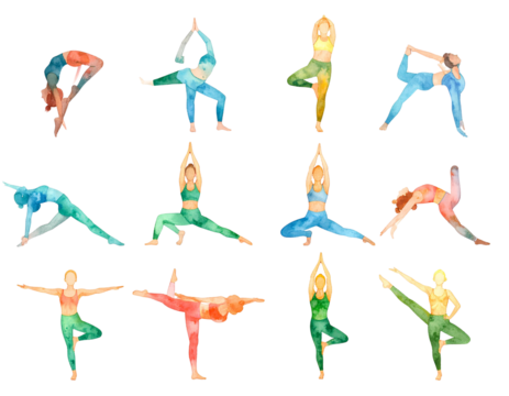 Yoga poses illustration vector set – transparent background