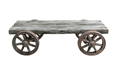 Fototapeta premium Wooden cart on wheels designed for transport or display. isolated on white background and transparent background