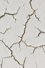 Fototapeta premium Cracked white surface with visible golden-brown fissures and texture image photo