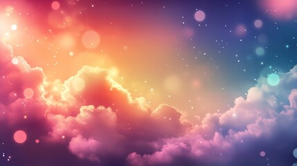 Fototapeta premium Colorful sky with clouds and stars
