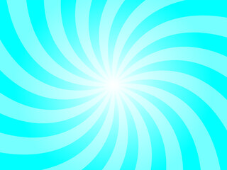 Cyan Turquoise Sunburst Swirl Background. Blue Radial Retro Glowing Rays Banner. Abstract Retro Whirlwind Starburst Vector Abstract Background. Twisted Radial Illustration.