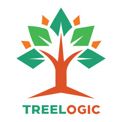 Vector art of modern and abstract treelogic logo design isolated on white background for company or brand