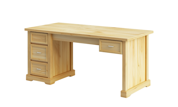 A wooden desk featuring multiple drawers and a spacious work surface. isolated on white background and transparent background - Powered by Adobe