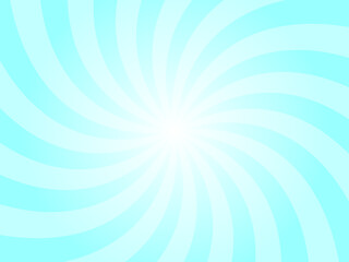 Ice Blue Turquoise Sunburst Swirl Background. Blue Radial Retro Glowing Rays Banner. Abstract Retro Whirlwind Starburst Vector Abstract Background. Twisted Radial Illustration.