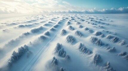 Obraz premium The vast and flowing snow trees in the endless Icelandic countryside 