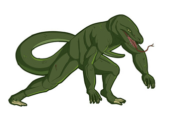 Fototapeta premium Komodo Monster Illustration – Fierce Fantasy Reptile Creature Design