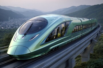 超高速鉄道の3Dレンダリング - 未来の交通機関