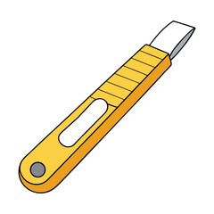 A bright yellow utility knife with a sharp retractable blade, designed for easy cutting and precise trimming in various tasks, perfect for both home and professional use.
