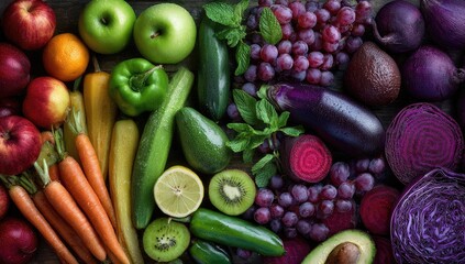 Colorful array of fresh fruits and vegetables (3)