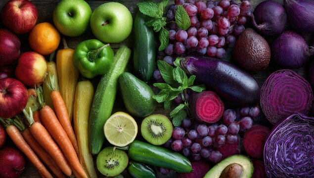 Colorful array of fresh fruits and vegetables (3)