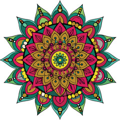 colorful mandala design with a circular center white background Free Vector