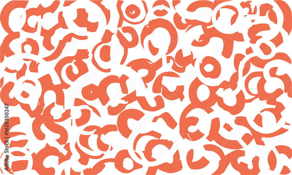 Poster abstract orange swirls and circles pattern isolated on transparent background