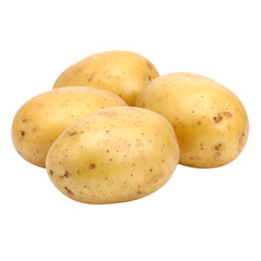 A cluster of fresh, yellow-skinned potatoes with a smooth texture and small blemishes, showcasing their natural form and earthy appeal.