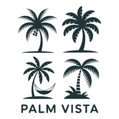 Fototapeta premium Palm Vista Vector Illustration with Coconut Trees and Hammock Perfect for Summer Vacation and Travel Designs