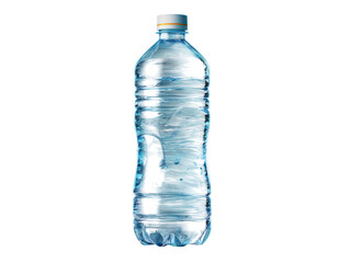 Clear blue liquid filled plastic bottle with white and orange cap water, Isolated, Png Transparent Background