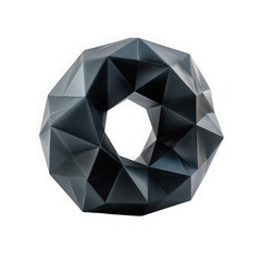 Abstract geometric metallic torus shape isolated on transparent background