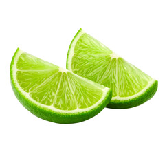 Fresh lime slices with vibrant green color and textured skin, showcasing juicy segments.
