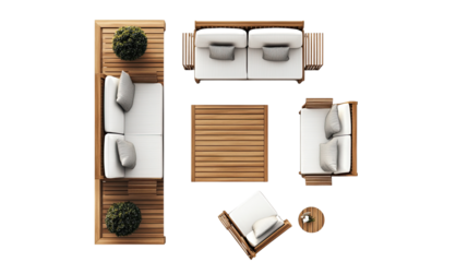 outdoor furniture top view on white background