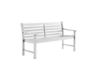 White wooden slatted garden bench with arms image, Isolated, Png Transparent Background