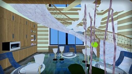 Modern Interior Design with Abstract and Geometric Elements