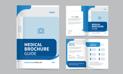 Clean Professional Medical Healthcare Four page brochure design template , Hospital, Clinic and Healthcare