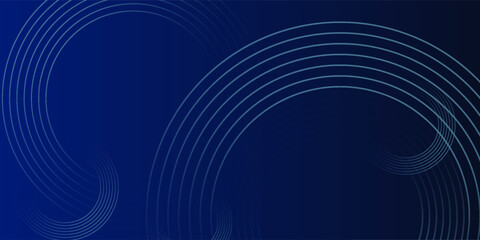 Abstract blue glowing geometric lines on dark blue background. Modern shiny blue circle lines pattern. Futuristic technology concept. Suit for cover, poster, banner, brochure, header, website. eps 10