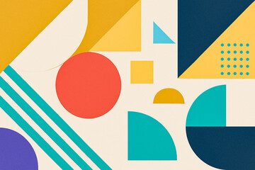 Playful Abstract Geometric Composition with Bold Colors