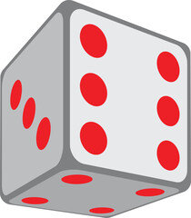 A Dice flat colors icon, Vector Illustration in perspectives
