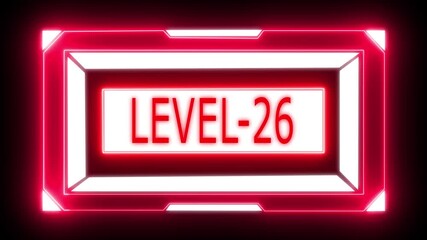 "Level 26 Unlocked – Futuristic Red Neon Game Interface Animation and Sci-Fi Red Neon Digital Panel Animation" - Powered by Adobe