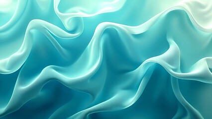 Fototapeta premium A flowing, translucent fabric in shades of blue and aqua, creating a serene and calming visual effect.