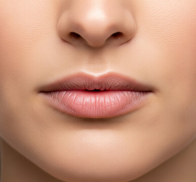 Gros plan d'une bouche d'une femme sans maquillage