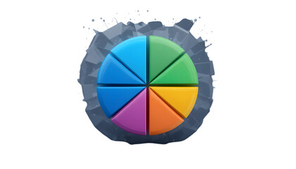 Obraz premium 3D pie chart icon with four colorful segments, data analysis symbol, isolated render.