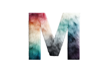 Colorful Fur Letter M on Transparent Background Creative Text Art