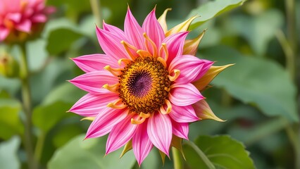 Obraz premium A hybrid sunflower that has pink petals