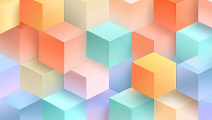 Abstract geometric pattern of soft pastel cubes