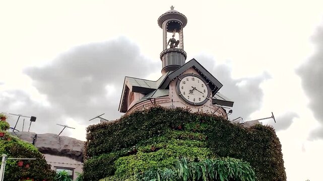 Fairytale clock tower Ancient Castle Walls zoo Moscow 