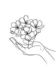Hand holding delicate flowers