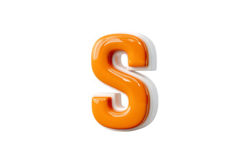A Vibrant Orange Three-Dimensional Letter S  Isolated on transparent background, cutout