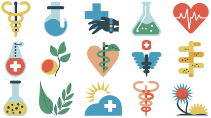Medical healthcare symbols and icons caduceus
