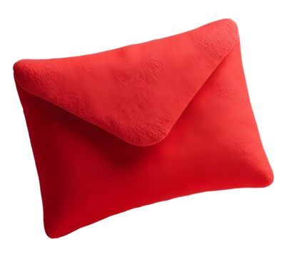 Fluffy red envelope expresses joyful secret message of tender love