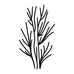 Underwater foliage drawing in elegant vector contour.