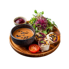 Delicious Beetroot and Grilled Chicken Wraps with Peanut Sauce and Salad