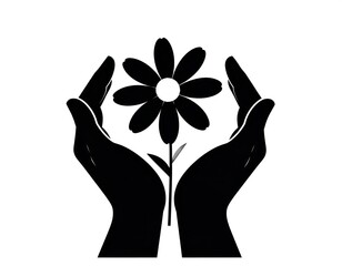 Hands holding a flower