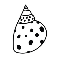 Coastal sea shell contour sketch in vector style.