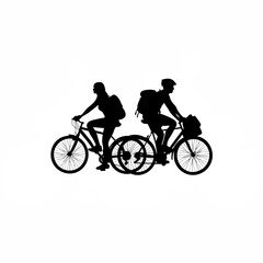 Couple enjoying a bicycle tour with luggage and scenic views