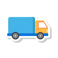 Fototapeta premium Truck Icon – Flat Design Cargo Vehicle Symbol, Commercial Transport Lorry Silhouette, Side View Illustration Isolated on White for Shipping, Delivery, and Freight Concepts