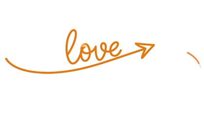 Handwritten word LOVE with arrow