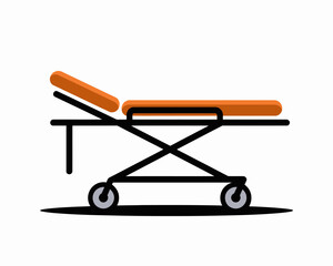 Orange Medical Stretcher Illustration with Wheels for Hospital Emergency and Patient Transport Healthcare Equipment