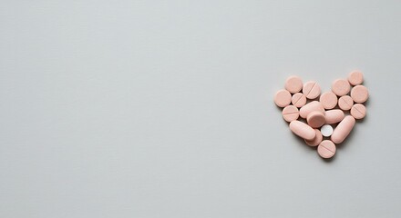 Pills of Love: Heart-Shaped Medicine Arrangement on Minimalist Background