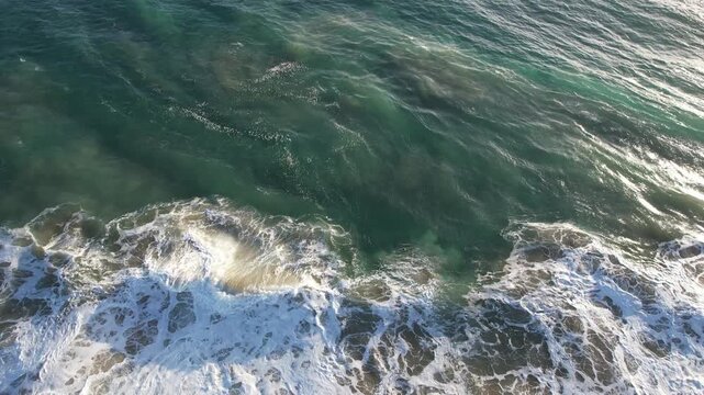 Aerial View of Ocean Waves Crashing on the Beach &ndash; Baja California Sur, Mexico